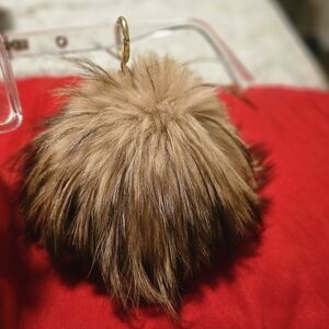 Michael Kors Brown Fur Pom Pom Keychain